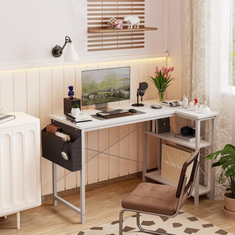 BEXEVUE Biurko w kształcie litery L – 120 x 70 cm z półkami