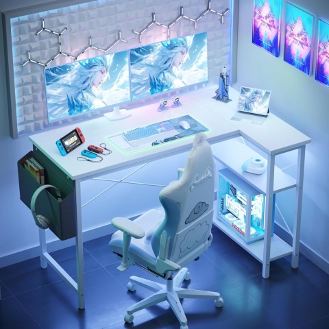 BEXEVUE Biurko w kształcie litery L – 120 x 70 cm z półkami