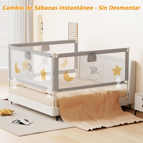 Barierka ochronna do łóżeczka dla dzieci 3 sztuki regulowana i bezpieczna