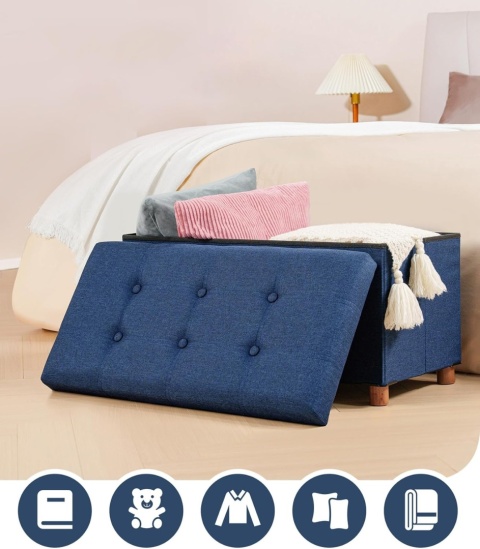 Pufa pikowana ze schowkiem taboret podnóżek siedzisko 76 x 40 x 38 cm