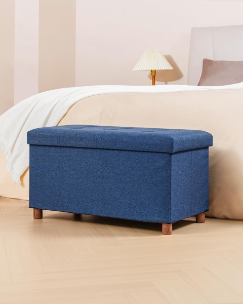 Pufa pikowana ze schowkiem taboret podnóżek siedzisko 76 x 40 x 38 cm