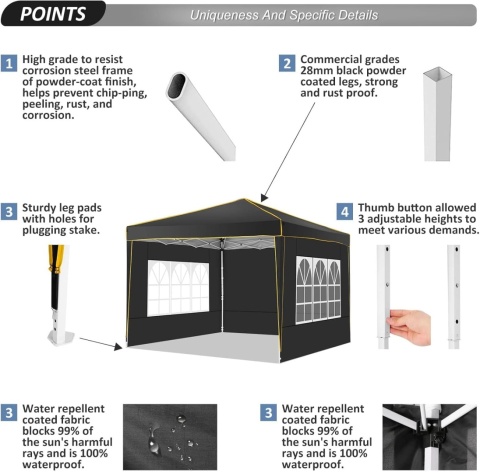 COBIZI Pawilon 3 x 3, wodoszczelny, stabilny, odporny na warunki zimowe