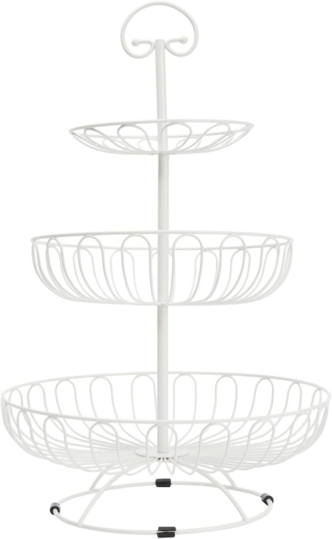 Dekoracyjny Kosz na Owoce i nie tylko 3 Poziomy Metalowy Biały