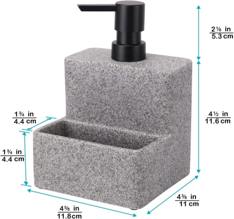 Dozownik mydła, płynu do naczyń z uchwytem na gąbkę, marmur ZCCZ