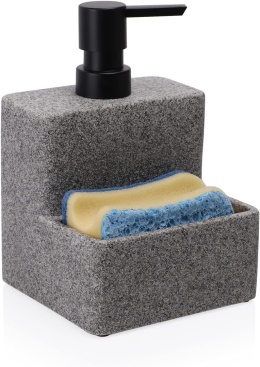 Dozownik mydła, płynu do naczyń z uchwytem na gąbkę, marmur ZCCZ