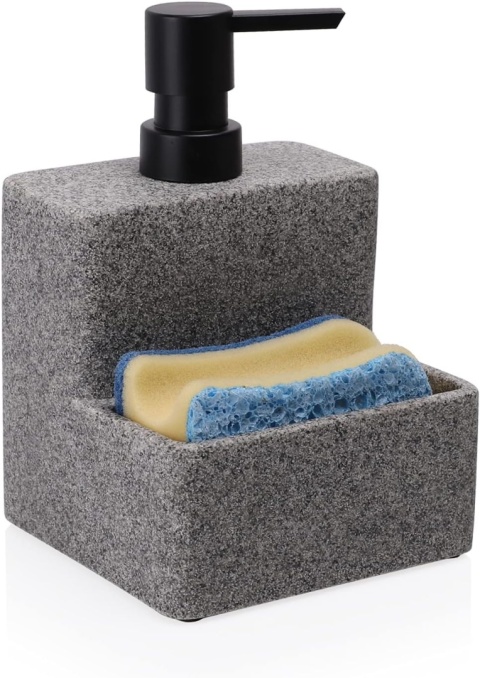 Dozownik mydła, płynu do naczyń z uchwytem na gąbkę, marmur ZCCZ