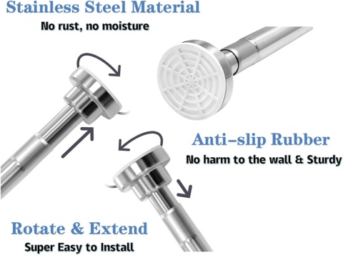 Drazek prysznicowy pręt napinający szyna teleskopowa 80-290cm