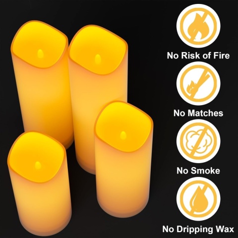 EXTSUD Wodoszczelne świece LED z funkcją timera, 4 sztuki, migoczące