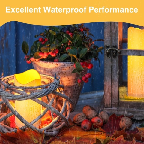 EXTSUD Wodoszczelne świece LED z funkcją timera, 4 sztuki, migoczące