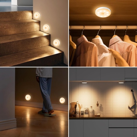 daphomeu Ściemniana lampka nocna z czujnikiem ruchu, ładowana przez USB 6 szt