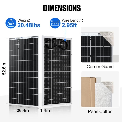Eco-Worthy panel solarny bifacial 195W 18V mono 12V balkon camper