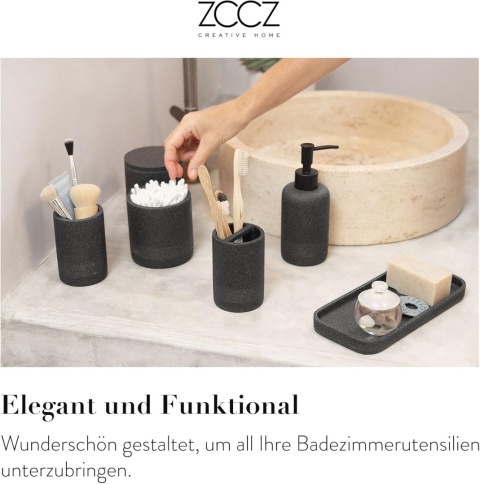 J405. Zccz akcesoria łazienkowe zestaw łazienkowy 6 szt. czarny