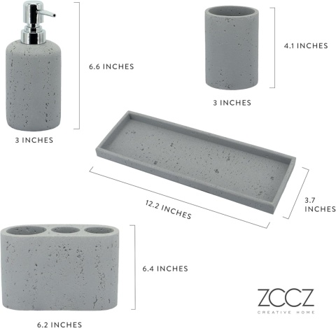 J413. Zccz akcesoria łazienkowe zestaw łazienkowy 4 szt. szary
