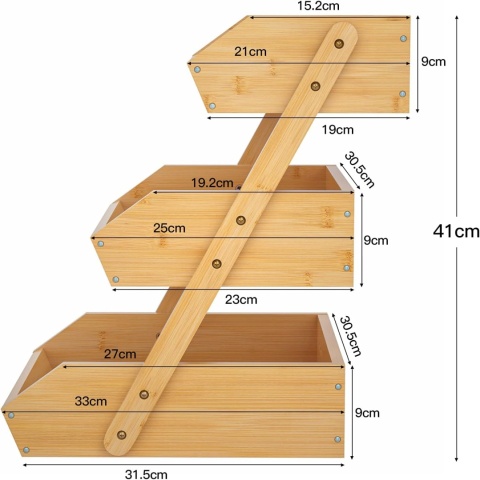 KOSZ NA OWOCE BAMBUS 3 PÓŁKI