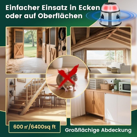 Kfonla Ultradźwiękowy odstraszacz gryzoni, plug-in, led