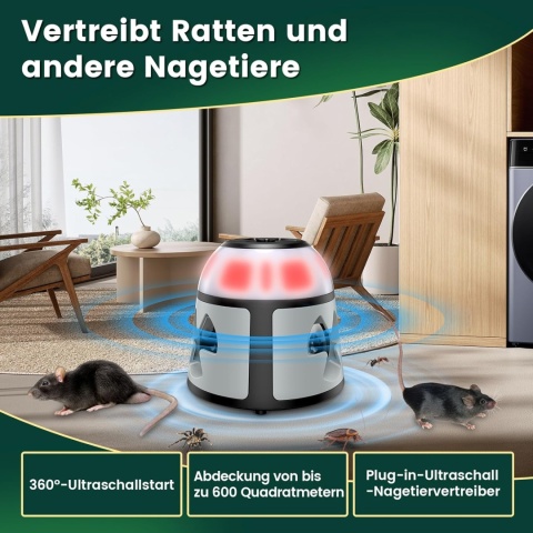 Kfonla Ultradźwiękowy odstraszacz gryzoni, plug-in, led