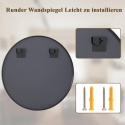 LUSTRO CZARNE OKRĄGŁE ŚCIENNE W RAMIE 90 CM LOFT DO ŁAZIENKI