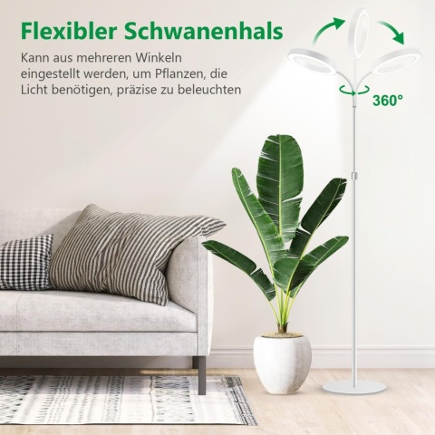 Aumtrly Lampa LED do uprawy roślin, pełne spektrum, 170 cm, regulowana