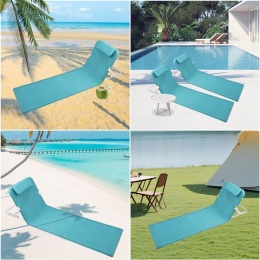 Leżak plażowy ogrodowy z 4 pozycjami oparcia zestaw 2 sztuk morski błękitny