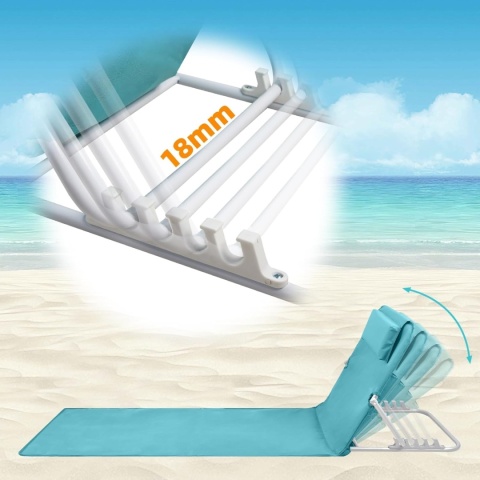 Leżak plażowy ogrodowy z 4 pozycjami oparcia zestaw 2 sztuk morski błękitny