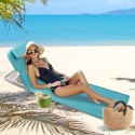 Leżak plażowy ogrodowy z 4 pozycjami oparcia zestaw 2 sztuk morski błękitny