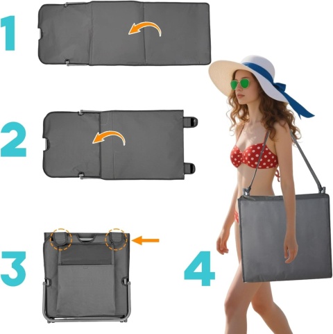 Leżak plażowy ogrodowy z 4 pozycjami oparcia zestaw 2 sztuk