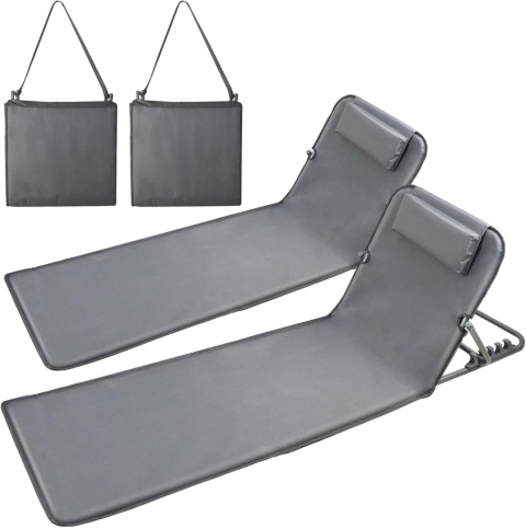 Leżak plażowy ogrodowy z 4 pozycjami oparcia zestaw 2 sztuk