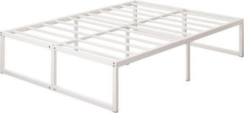 Łóżko Metalowe Białe Rama Łóżka Ze Stelażem Do Sypialni Pokoju 180 x 200 cm