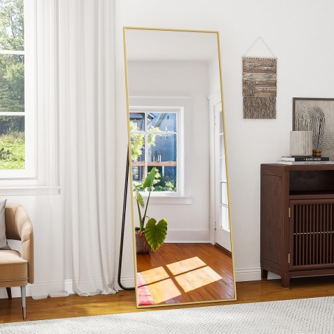 Lustro stojące prostokąt rama metal 147 x 42 cm