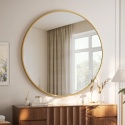 Lustro Okrągłe 106 cm Aluminiowa Rama Lustro Łazienkowe Ścienne