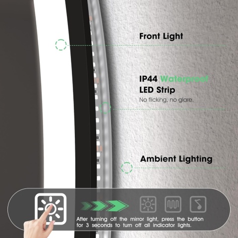 Lustro S'bagno 800 cm okrągłe z oświetleniem funkcja pamięci