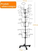 MYOYAY Metalowy stojak na kapelusze z kółkami, obrotowa półka z 7 poziomami