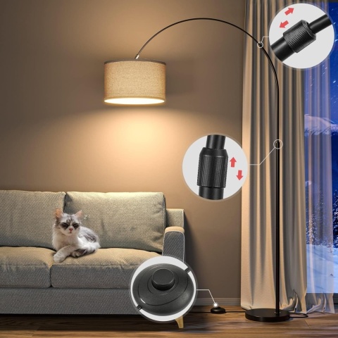 Modlicht Lampa łukowa JASMIN|W zestawie LED E27 | 33 cm Czarny klosz