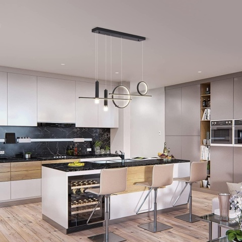 Nowoczesna liniowa lampa sufitowa, ściemnialna żarówka LED z pilotem