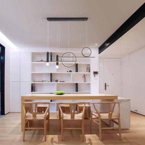 Nowoczesna liniowa lampa sufitowa, ściemnialna żarówka LED z pilotem