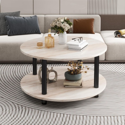 Okrągły stolik kawowy 2-poziomowy 60 cm VERFARM