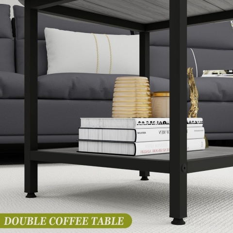 Okrągły stolik kawowy 2-poziomowy 70 cm VERFARM