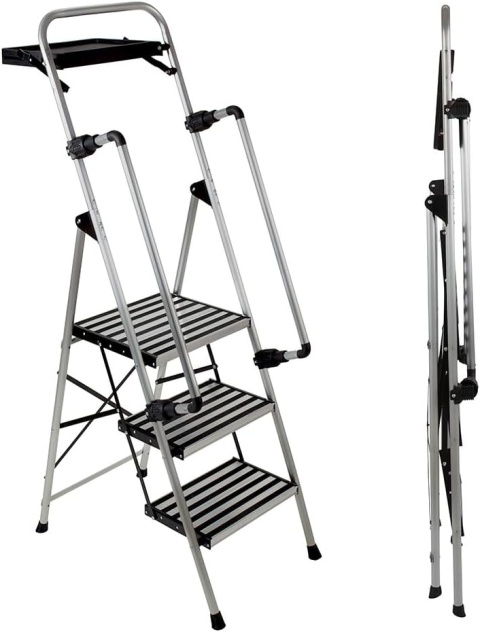 PROFI-PARTNER Drabina bezpieczeństwa, składane poręcze, 3 stopnie