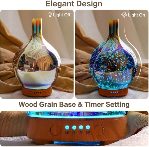 Porseme Nawilżacz powietrza 100 ml, ręcznie dmuchany 3D, ultradźwiękowy led