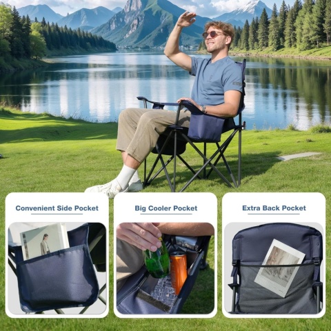 RELAX FIELD Zestaw 2 ponadwymiarowych krzeseł kempingowych XXL 200kg