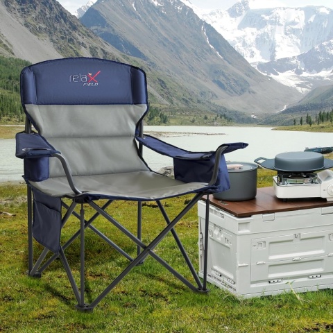 RELAX FIELD Zestaw 2 ponadwymiarowych krzeseł kempingowych XXL 200kg