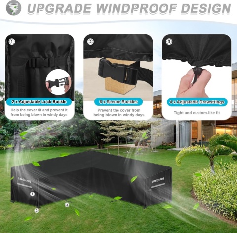 SIMPHAUS Pokrowiec na meble ogrodowe wodoodporny, 255 x 255 cm