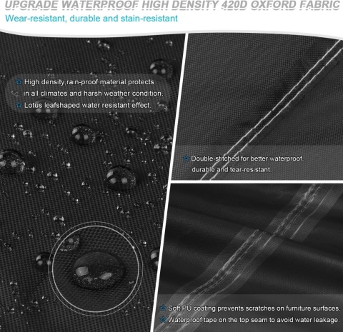 SIMPHAUS Pokrowiec na meble ogrodowe wodoodporny, 255 x 255 cm