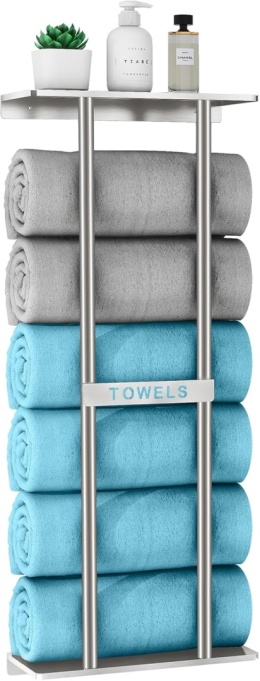 STWWO Wieszak na ręczniki, ścienny, duży regał na ręczniki, do łazienki, 76 cm