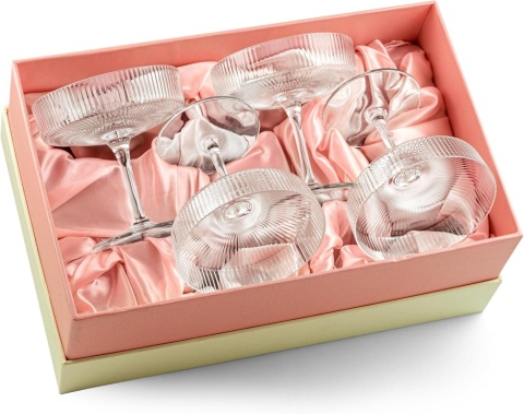 Szklanki coupe w stylu vintage, art deco, zestaw 4 sztuk, 200 ml