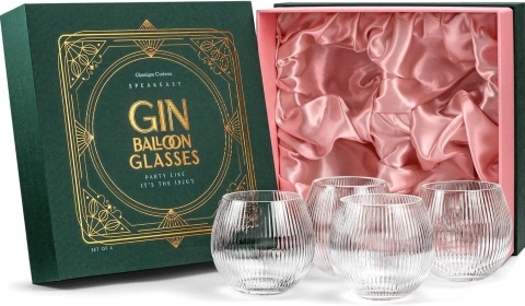 Szklanki do ginu i toniku w stylu vintage w stylu art deco, zestaw 4 sztuk, 400 ml