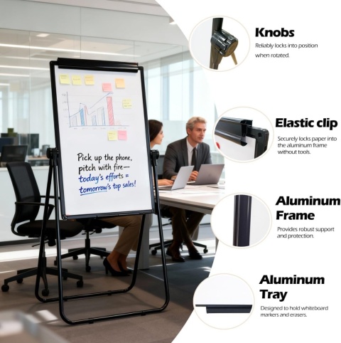 TABLICA MAGNETYCZNA 60x90 SUCHOŚCIERALNA DO PREZENTACJI FLIPCHART obrotowy