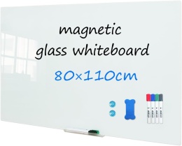 TABLICA magnetyczna SZKLANA biała 110x80 cm