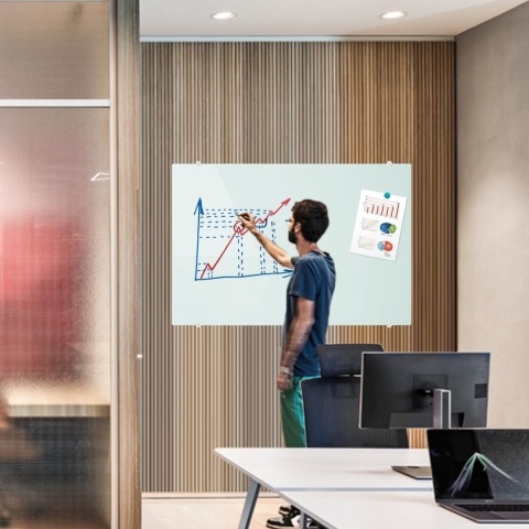 TABLICA magnetyczna szklana biała 90x60 cm