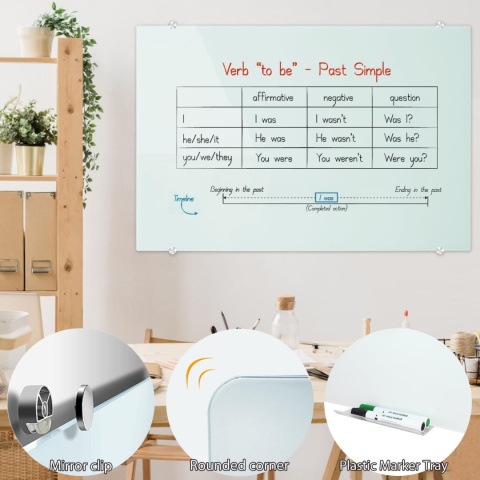 TABLICA magnetyczna szklana biała 90x60 cm